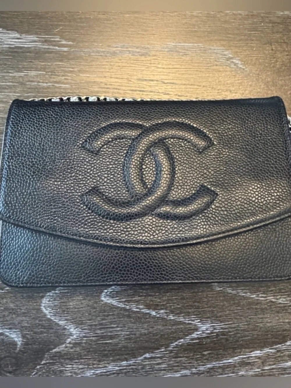 CHANEL Timeless Black Wallet on Chain Caviar